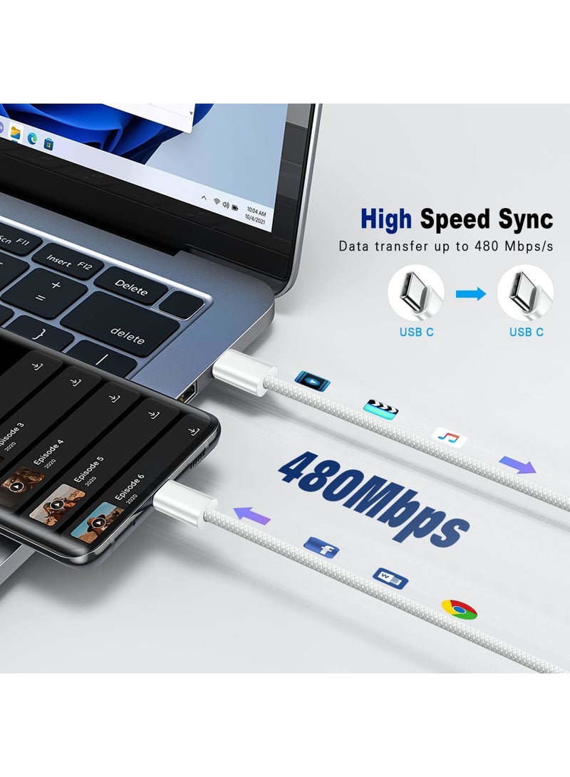 SYOSI USB C to USB C Charger Cable 2Pack 1M 60W Nylon Braided USB C Charger Cable Fast Charging Type C Data Lead for iPhone 16/15 Pro Max Galaxy S24 S23 iPad Pro MacBook Pro Pixel Switch LG - Image 5